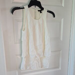 Ruffled Cream Tank Top with Sleeveless Design